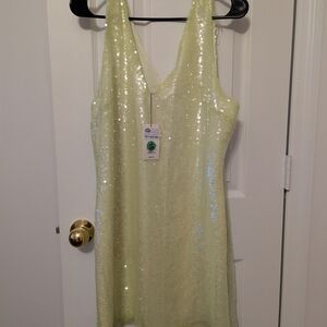 A New Day Light Green Sequin Top